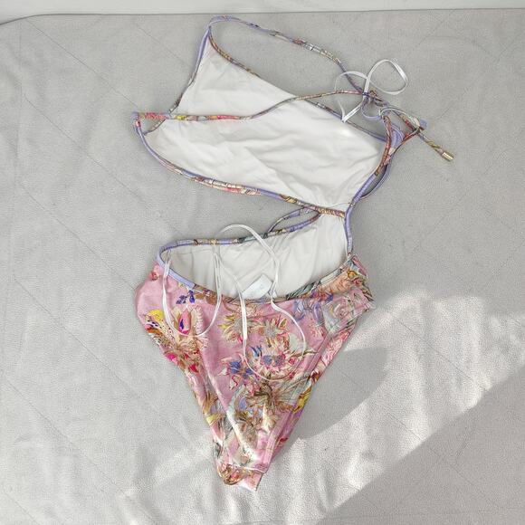 Zimmermann Cira Spliced One Piece Swimsuit Womens US 2-4 Pink Purple Floral Boho - Picture 4 of 6